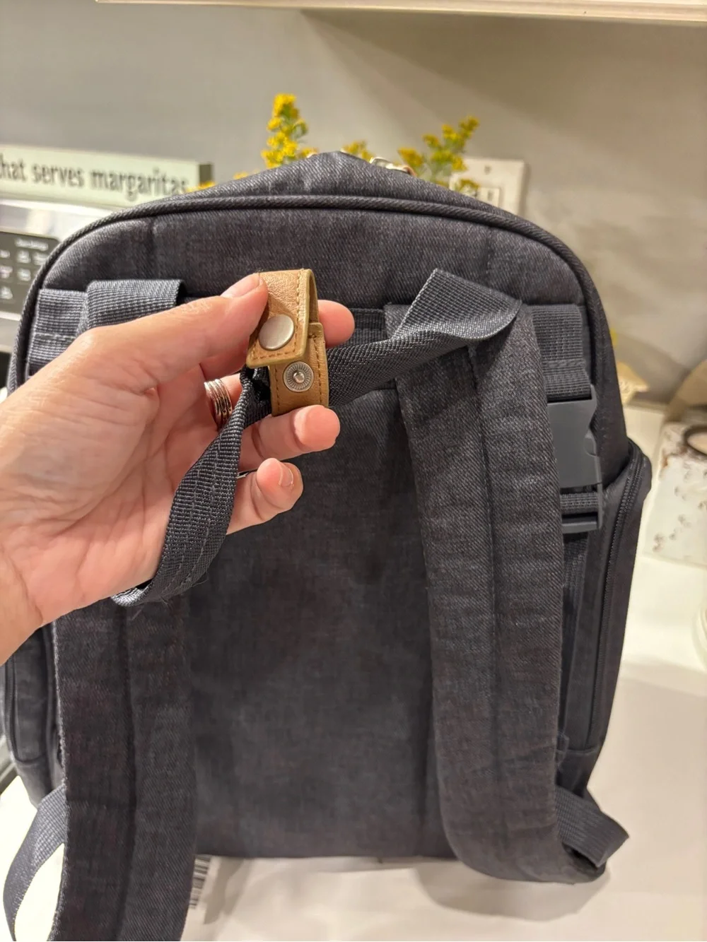 Eddie Bauer Dark Gray Backpack with Tan Accents